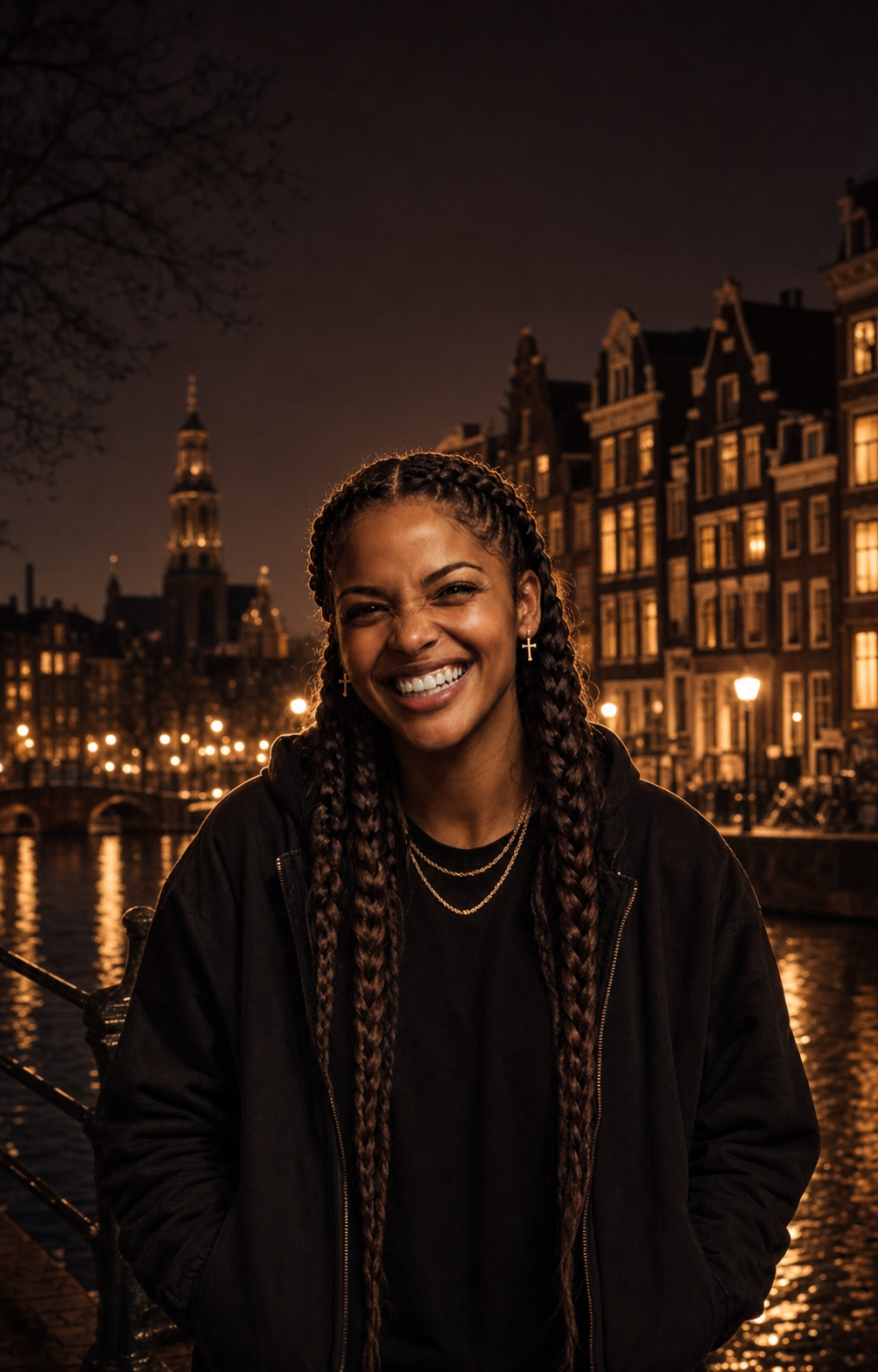 Wayasqè Blokland in een goudverlicht Amsterdam